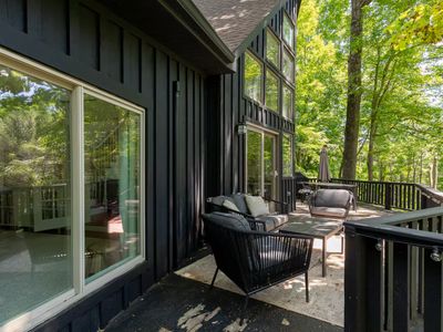 Cozy sitting area overlooking the backyard