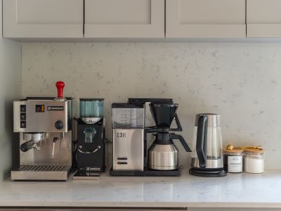 Beverage bar for your pleasure, including Home Sweet Hudson's custom coffee blend from local favorite, Monkey Joe's in Kingston.