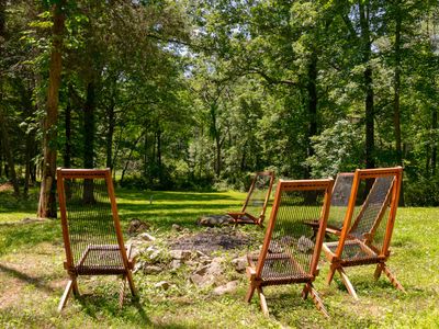 Firepit area in the backyard