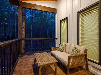 The front porch is a perfect place to enjoy morning coffee!