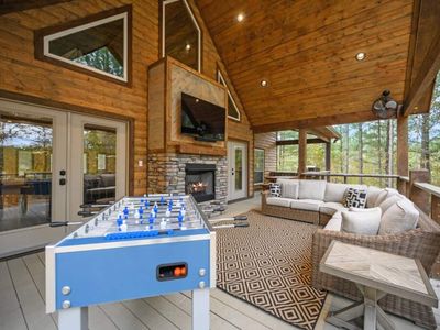 Foosball and an oversized sectional