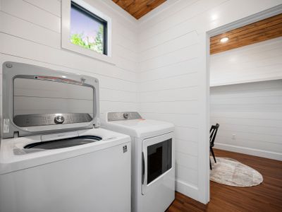 The washer and dryer off the dining area.
