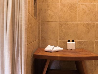 We stock Public Goods shampoo, conditioner, hand soap and  body wash in all bathrooms.