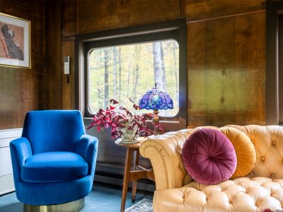 Leather and velvet inside the main cabin.