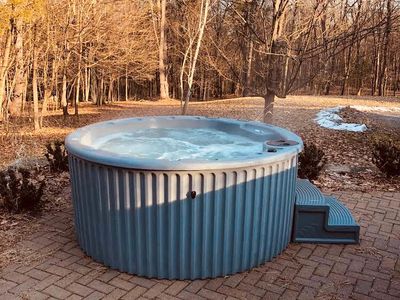 Soak in the hot tub on chilly nights!