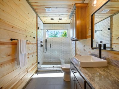 Huge walk-in shower.