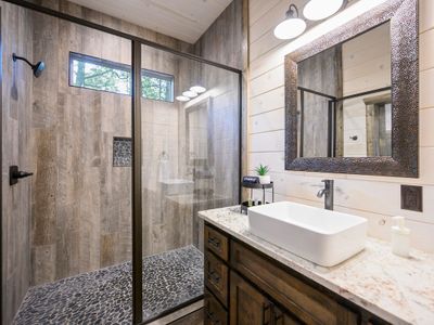 The Master bathroom with a huge walk-in shower!