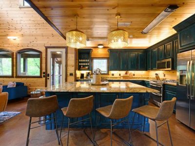 4 bar top stools found for additional seating.
