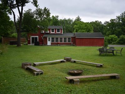 The large backyard has plenty of room for outdoor activities