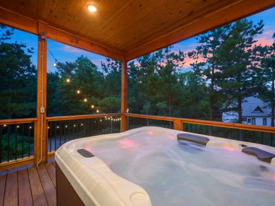 Hot tub under the covered deck!