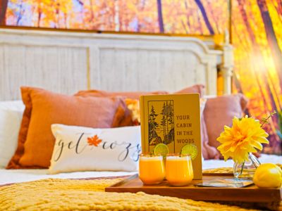 Get cozy and let the rich tones and leaf-inspired décor wrap you in warm seasonal charm.