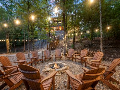 Fire pit with Adirondack chairs!