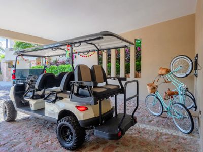 Included Golf Cart and Bicycles in Reserved Covered Parking Nearest to Building