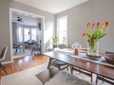 Living space and dining area