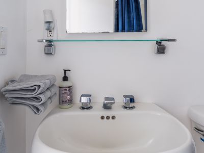 The sink in the guest house bath.