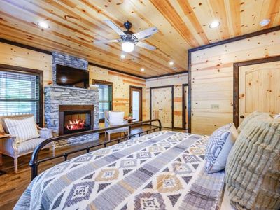 Master Suite has additional seating, a fireplace and outdoor access.