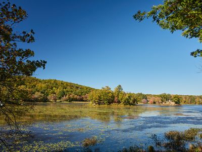 Overlooking the lake from your private peninsula.
