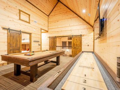 Pool table and shuffleboard.