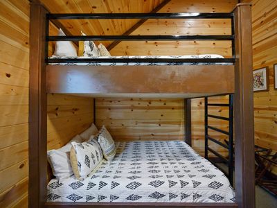 Custom built queen-over-queen bunk beds!