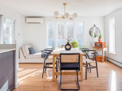 The kitchen and dining area seamlessly flow into each other, creating the perfect space for hosting gatherings.