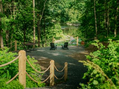 Enjoy peaceful views of the creek on Luna Cove's observation deck.