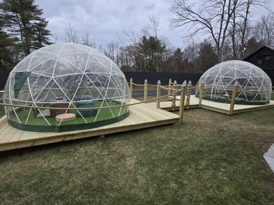 These igloos have a greenhouse affect, allowing you and your group to enjoy time outside all year round.