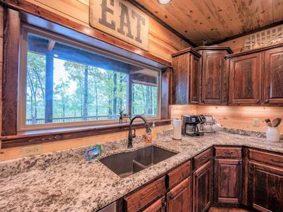 Large window over the sink for the best views.