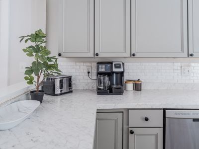 white granite top counters