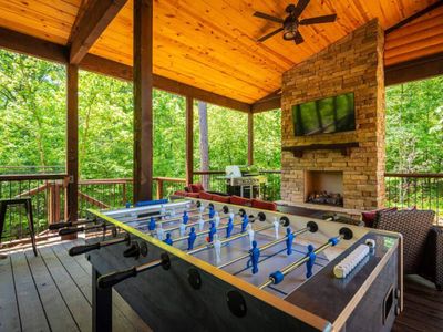 Foosball on the deck.