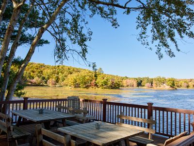 A perfect lake view on the deck above the dock.