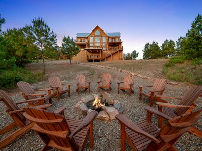 Fire pit with Adirondack chairs!