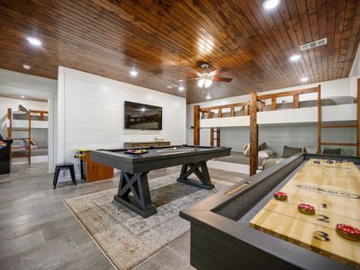 The game/bunk room is found on the bottom floor.