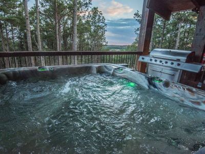 The oversized hot tub is perfect for relaxing!