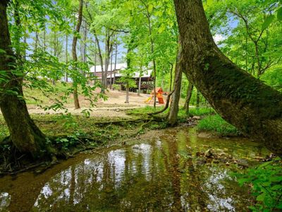 The creek runs right next to the cabin!