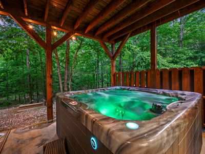 An 8-person hot tub is the perfect way to unwind at Redberry!