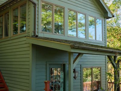 Porch with lake views off the lower bedroom.