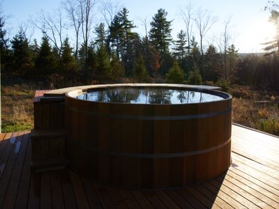 The hot tub is custom built that does not have jets nor a light in it.
