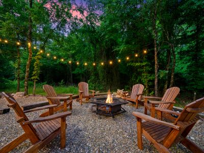 The fire pit with Adirondack chairs!