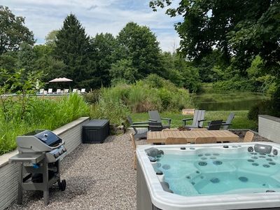 Looking from the patio towards the pool.