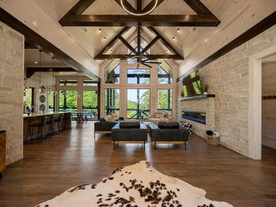 Greeted by an open floor plan.
