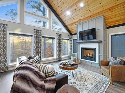 The gas fireplace makes the living room so relaxing!