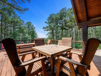 A 4-seater table is one of the many seating options on the patio!