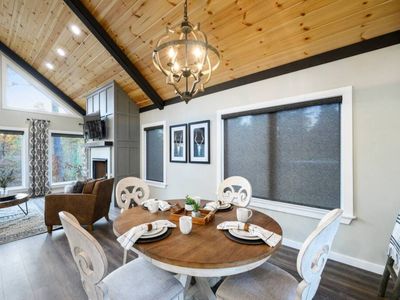The formal dining table seats 4.