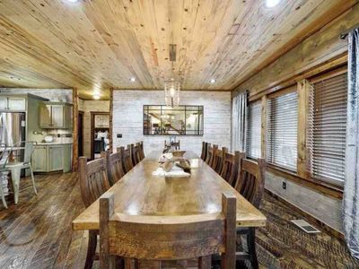 Beautiful wooden dining table and chairs.