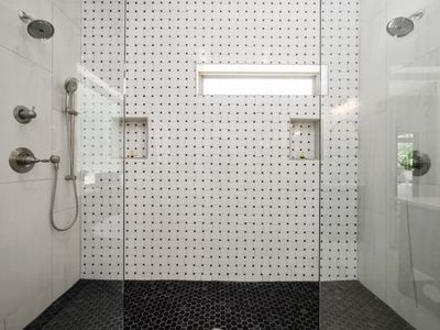 The walk-in shower with 2 heads!