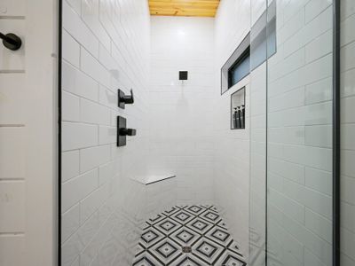 The walk-in shower.