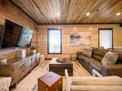 Huge lounging area in the game room.