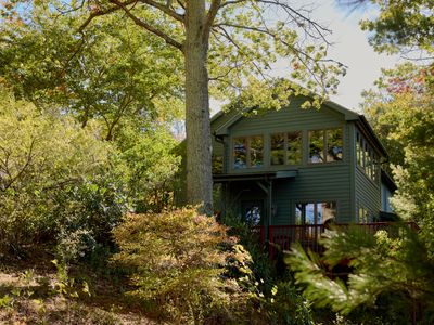 Looking up at the home from the lake.