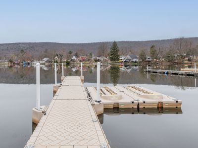 The dock awaits! Complete with stations for kayaks and paddle boats.
