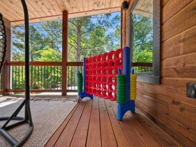 The private balcony has games like mega connect-4!